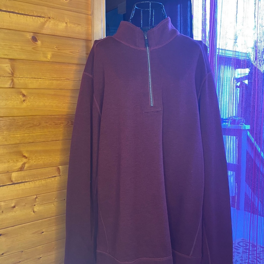Tommy Bahama Reversible 1/4 Zip Pullover Sweater XL Burgundy Grey Marlin Logo